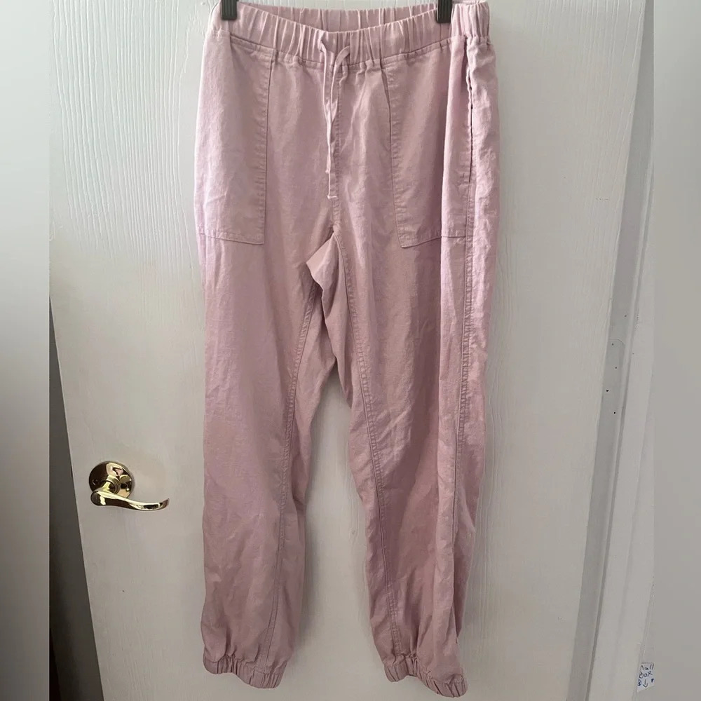 Love Tree pink linen blend pants size Large Beachy boho transitional pant